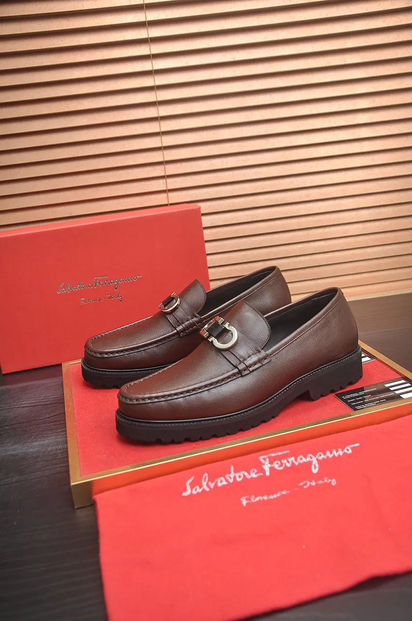 Men's Men's Shoes💰560💶[[HERMES]] (High-end Niuli) New 🍀 HERMES - top version of Ferragamo's classic casual leather shoes! Made of imported original cowhide, the inner top layer is comfortable cowhide lining! Original wear-resistant rubber outsole! High quality products! Code number 38-45 (45 customized)